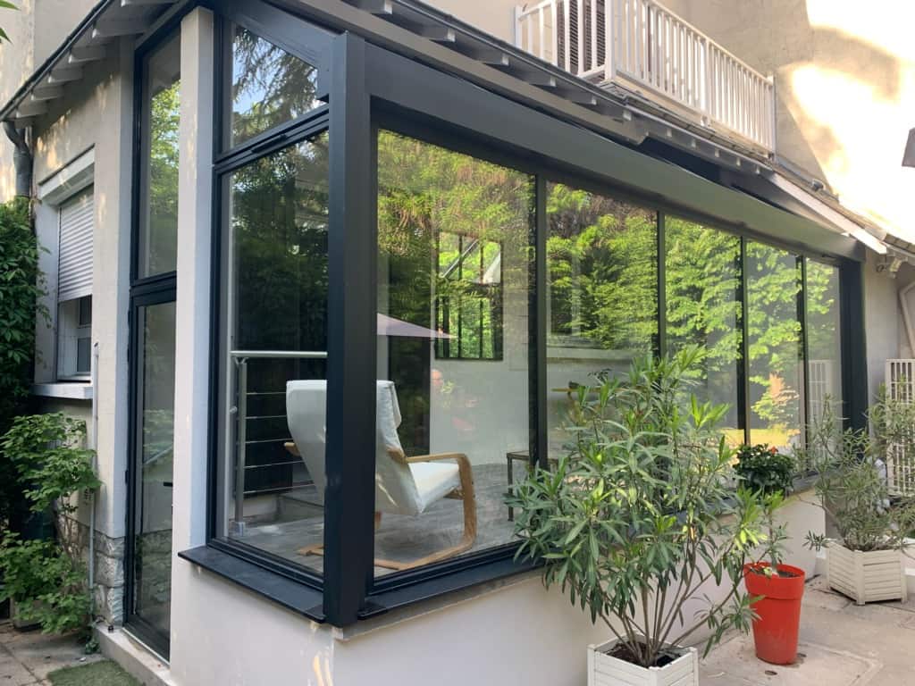 PETITE VERANDA RENOVAL ALUMINUM NOIR TOIT VERRIERE A TOURS - CONCEPT SERVICE HABITAT