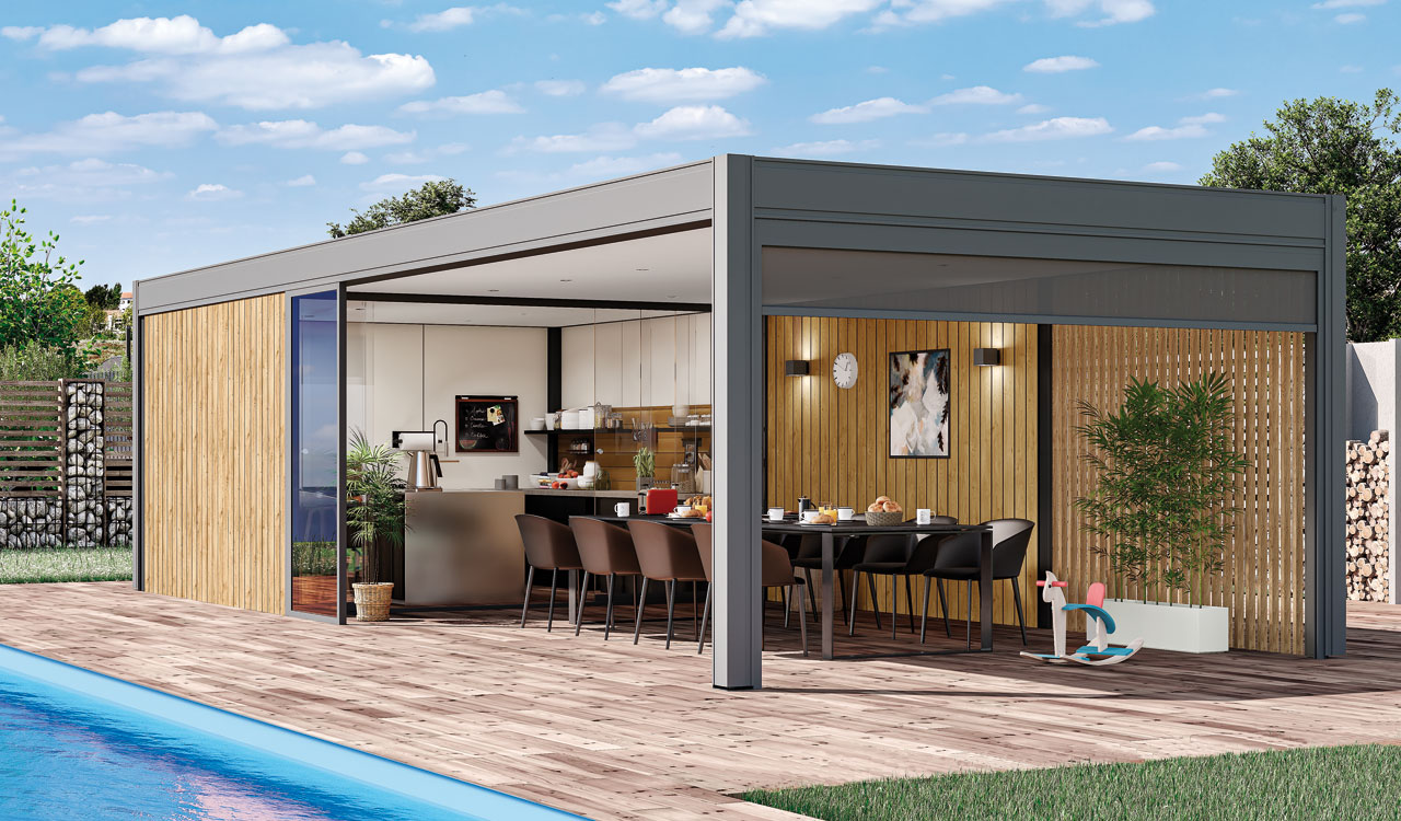 Aménagement d'une cuisine d'été dans le pool house