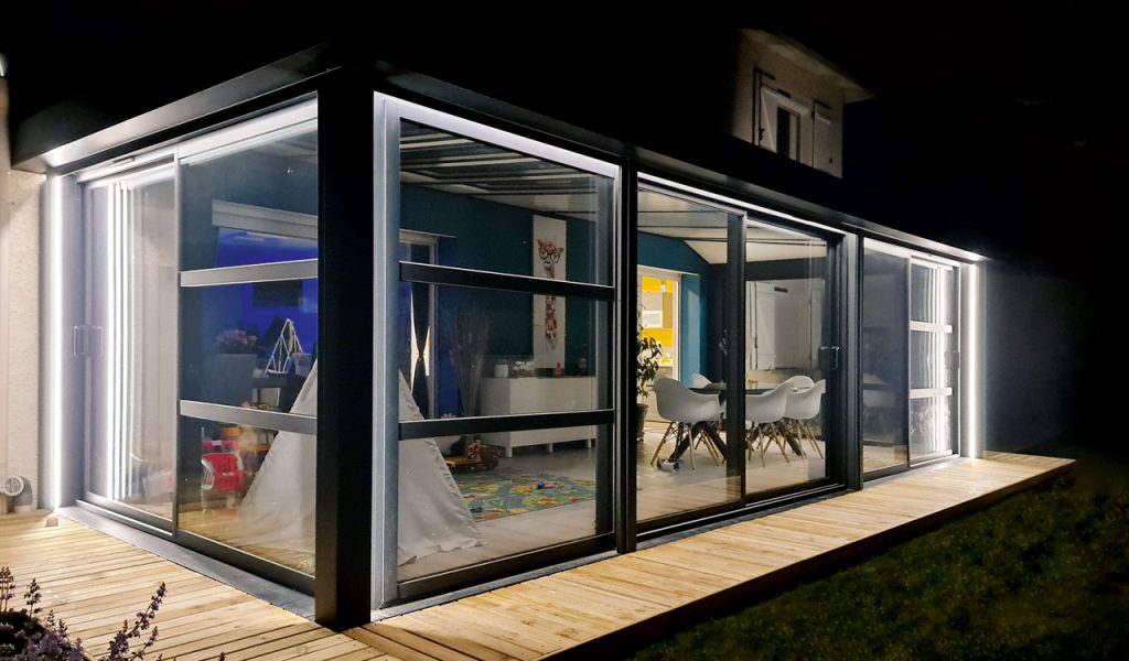 Véranda extension Rénoval avec éclairage leds