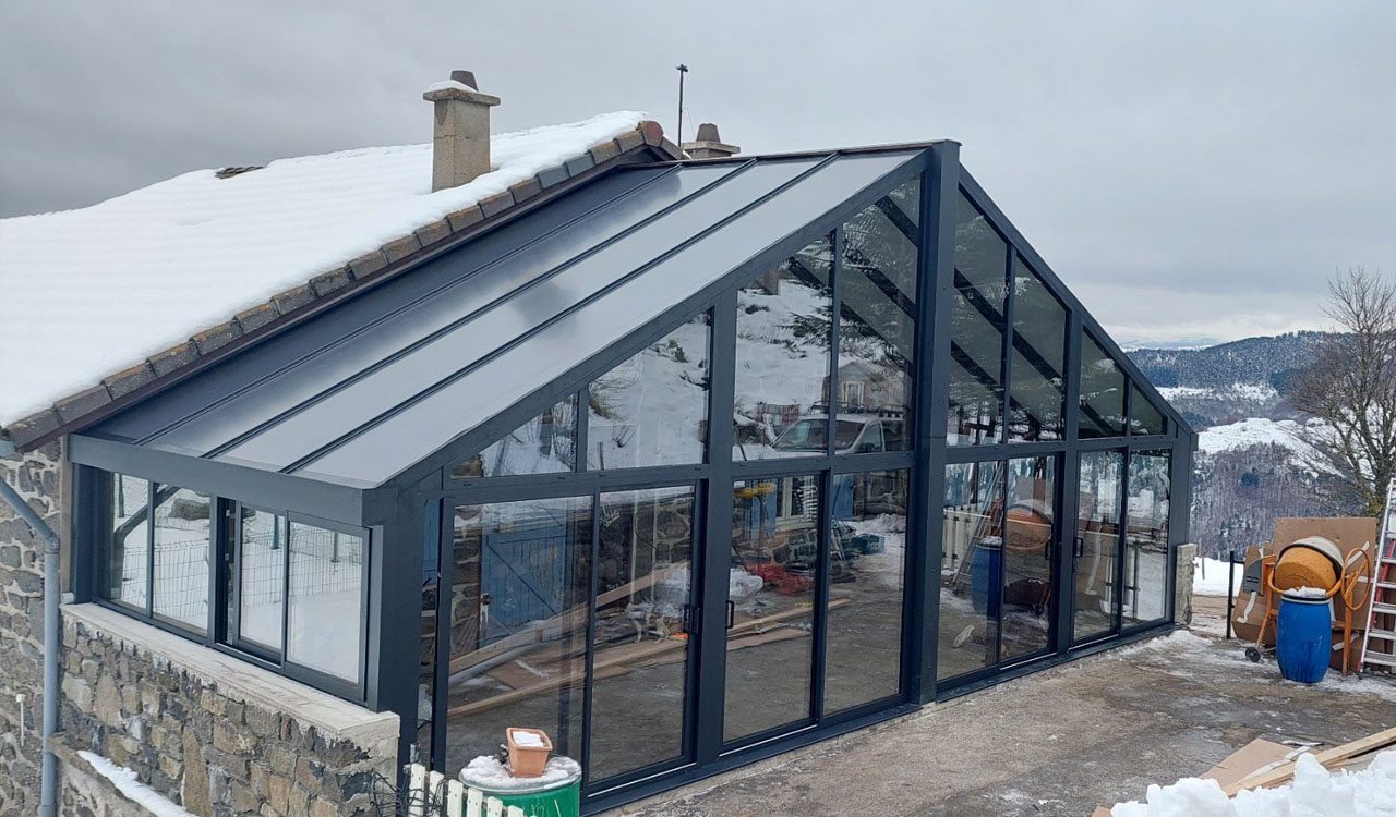 Extension panorama à 2 pans à Saint-Clément (07)