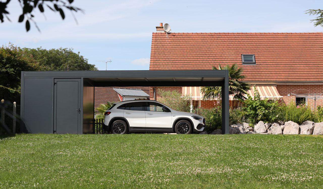 Carport box pour voiture Rénoval en aluminium